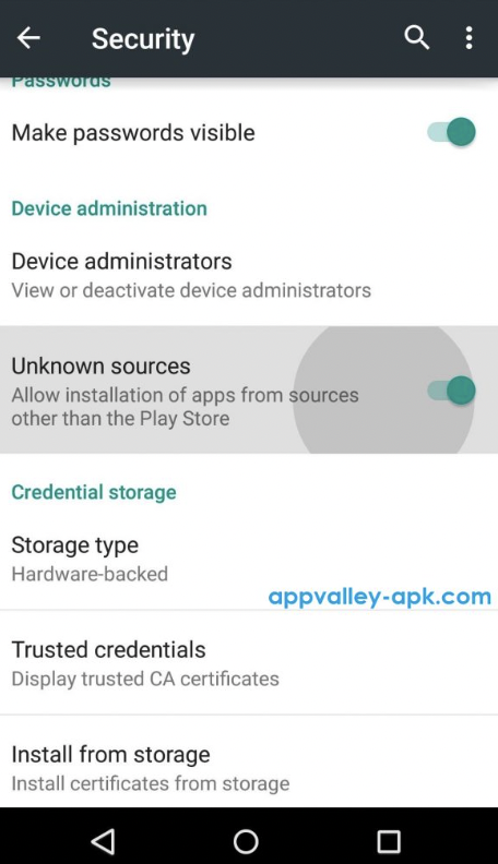 Enable Unknown Sources APK Android